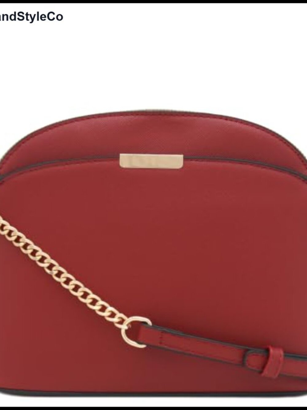 Small Dome Crossbody Bag with Chain Strap, Faux Leather, Zipper